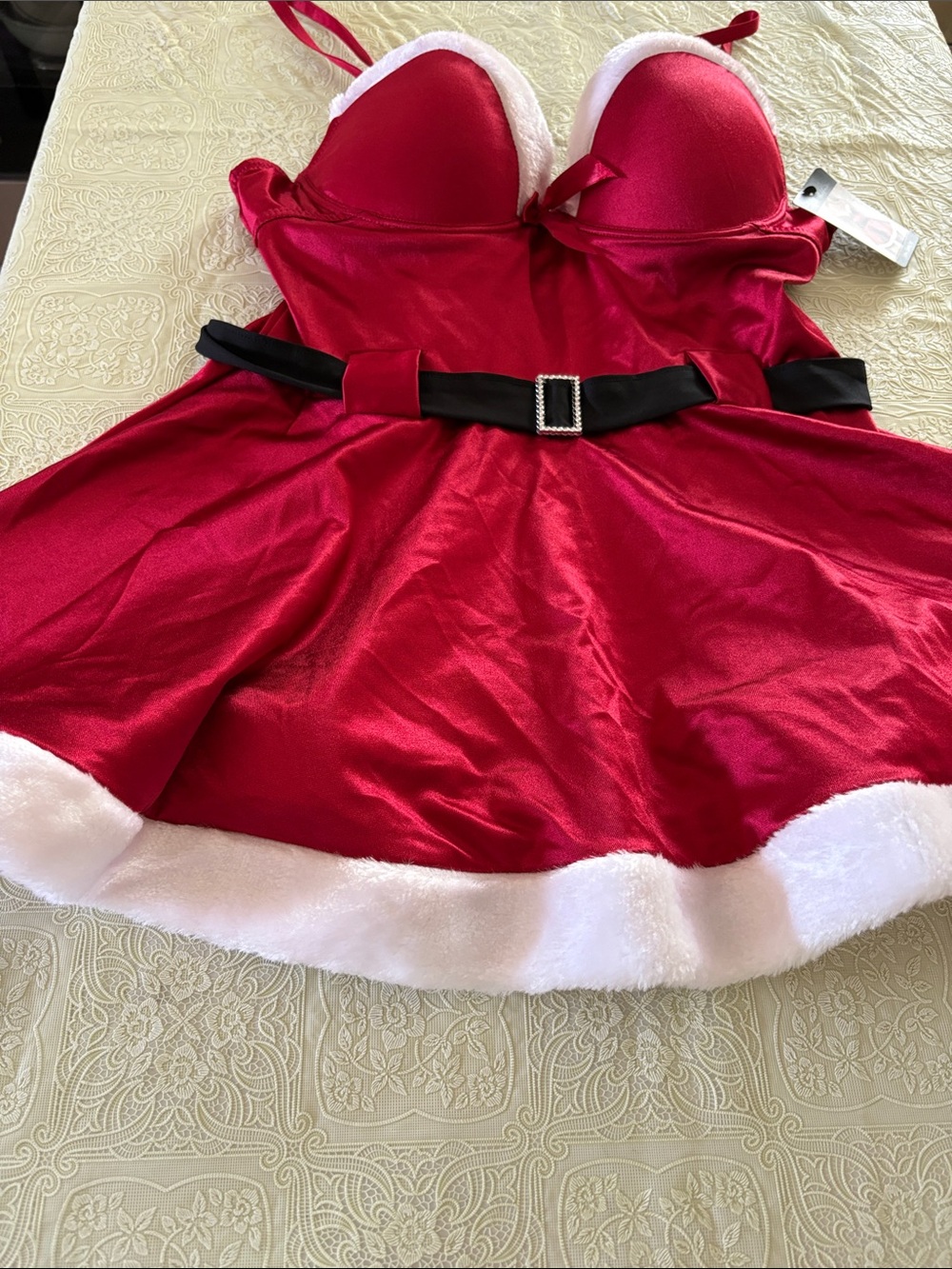 Sexy Santa Dress Costume with Black Belt